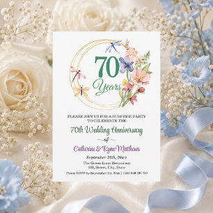 Invitation Fête surprise 70 ans de mariage floral