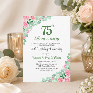 Invitation Fête surprise 75 ans de mariage Roses