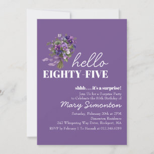 Invitation FÊTE SURPRISE 85e Anniversaire Bouquet Floral Viol
