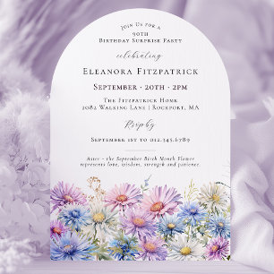 Invitation FÊTE SURPRISE 90 septembre Fleur du mois de naissa