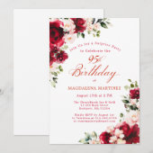 Invitation FÊTE SURPRISE 95e anniversaire Rose rose rose rose (Devant / Derrière)