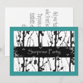 Invitation Fête surprise à toutes occasions vert bleu et noir (Devant / Derrière)