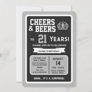 Invitation Fête surprise au bar sportif : à 21 ans, on trinqu