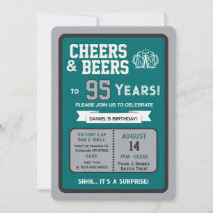 Invitation Fête surprise au bar sportif Félicitations pour 95