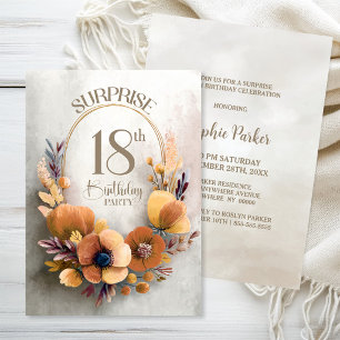 Invitation Fête surprise aux fleurs d'orange pour les 18 ans