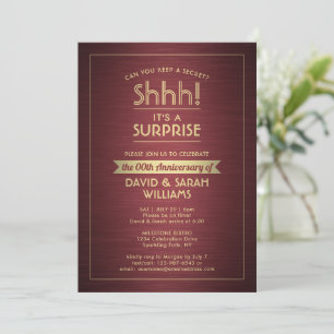 Invitation Fête surprise d'anniversaire Burgundy brossé et Or