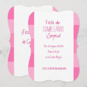 Invitation - Fête Surprise d'anniversaire - Rose (Devant / Derrière)