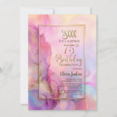 Invitation Fête surprise de 75 ans rose et or (Devant)