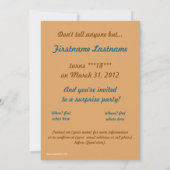 Invitation fête surprise de l'anniversaire secret SPY (Dos)