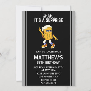 Invitation Fête surprise drôle pour les 58 ans autour de la b