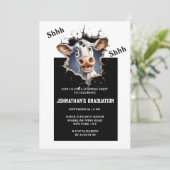 Invitation Fête surprise | Drôle vache caricature avec graiss (Debout devant)