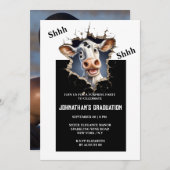 Invitation Fête surprise | Drôle vache caricature avec graiss (Devant / Derrière)