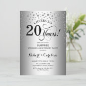 Invitation Fête surprise du 20e anniversaire - Noir Argent (Debout devant)