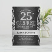 Invitation Fête surprise du 25e anniversaire - Argent (Debout devant)