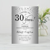 Invitation Fête surprise du 30e anniversaire Argent Noir (Debout devant)