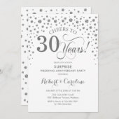 Invitation Fête surprise du 30e anniversaire - Blanc argenté (Devant / Derrière)