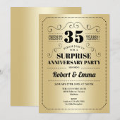 Invitation Fête surprise du 35e anniversaire - Noir Or (Devant / Derrière)