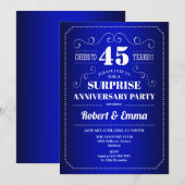 Invitation Fête surprise du 45e anniversaire - Bleu saphir (Devant / Derrière)
