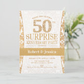 Invitation Fête surprise du 50e anniversaire - Blanc Or (Debout devant)