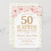 Invitation Fête surprise du 50e anniversaire - Or blanc (Devant / Derrière)