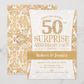 Invitation Fête surprise du 50e anniversaire - Or Blanc (Devant / Derrière)