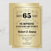 Invitation Fête surprise du 65e anniversaire - Noir Or (Devant / Derrière)