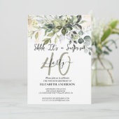 Invitation Fête surprise élégante en calligraphie noire  (Debout devant)