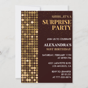 Invitation Fête surprise élégante et scintillante pour 91 ans
