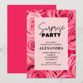 Invitation Fête surprise Fleurs roses 96 ans (Devant / Derrière)