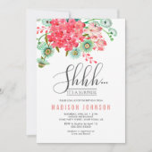 Invitation Fête surprise florale élégante – Chut, c'est un se (Devant)