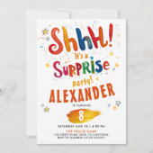 Invitation Fête surprise fun colorée aquarelle d'anniversaire (Devant)