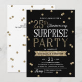 Invitation Fête surprise pailletée pour les 25 ans (Devant / Derrière)