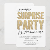 Invitation Fête surprise paillettes (Devant / Derrière)