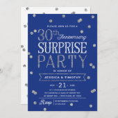 Invitation Fête surprise paillettes confettis 30e anniversair (Devant / Derrière)