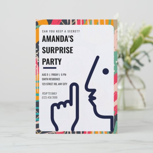 Invitation Fête surprise personnalisée "Peux-tu garder un sec (Debout devant)