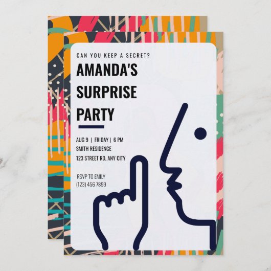 Invitation Fête surprise personnalisée "Peux-tu garder un sec (Devant / Derrière)