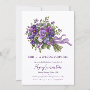 Invitation Fête surprise pour 21 ans Fleurs violettes