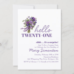Invitation Fête surprise pour 21e anniversaire Bouquet floral