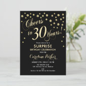 Invitation Fête surprise pour 30 ans - Or Noir (Debout devant)
