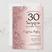 Invitation Fête surprise pour 30 ans thème Rose Gold (Devant)
