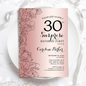Invitation Fête surprise pour 30 ans thème Rose Gold