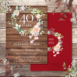 Invitation Fête surprise pour 40e anniversaire de mariage Flo