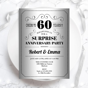Invitation Fête surprise pour 60e anniversaire - Noir argenté