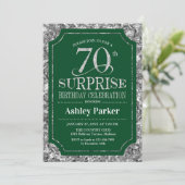 Invitation Fête surprise pour 70 ans - Vert argenté (Debout devant)
