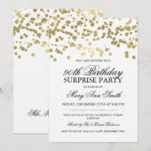 Invitation Fête surprise pour 90e anniversaire Confetti en fe (Devant / Derrière)