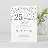 Invitation Fête surprise pour le 25e anniversaire - Blanc arg (Debout devant)