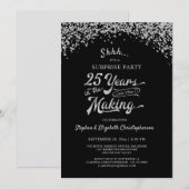 Invitation Fête surprise pour le 25e anniversaire Confetti ar (Devant / Derrière)