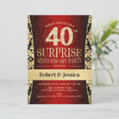 Invitation Fête surprise pour le 40e anniversaire - Rouge Or  (Debout devant)