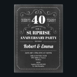 Invitation Fête surprise pour le 40e anniversaire - Tableau n<br><div class="desc">Invitation pour une fête surprise de 40e anniversaire de mariage
Design simple de style rétro avec motif de tableau noir. Carte d'invitation noire et blanche. Parfait pour une célébration élégante ! Peut être personnalisé pour n'importe quelle année.
Veuillez m'envoyer un message si vous avez besoin d'une personnalisation supplémentaire.</div>