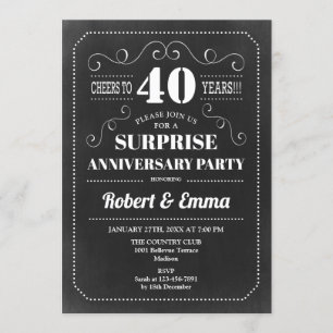 Invitation Fête surprise pour le 40e anniversaire - Tableau n